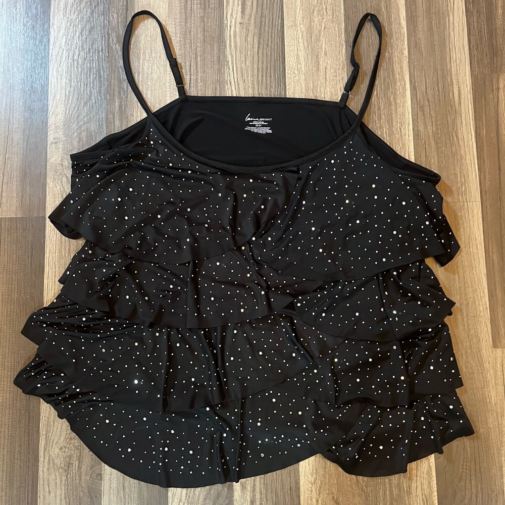 Lane Bryant Three-Tier Tank Top Rhinestone Detail Plus SZ 22/24